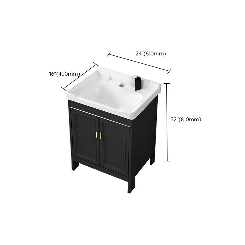 Modern Metal Sink Cabinet Mirror Wall-Mounted Bathroom Vanity Cabinet in Black Clearhalo 'Bathroom Remodel & Bathroom Fixtures' 'Bathroom Vanities' 'bathroom_vanities' 'Home Improvement' 'home_improvement' 'home_improvement_bathroom_vanities' 1200x1200_eee5d074-8ecf-452d-88bd-70f452e4d830