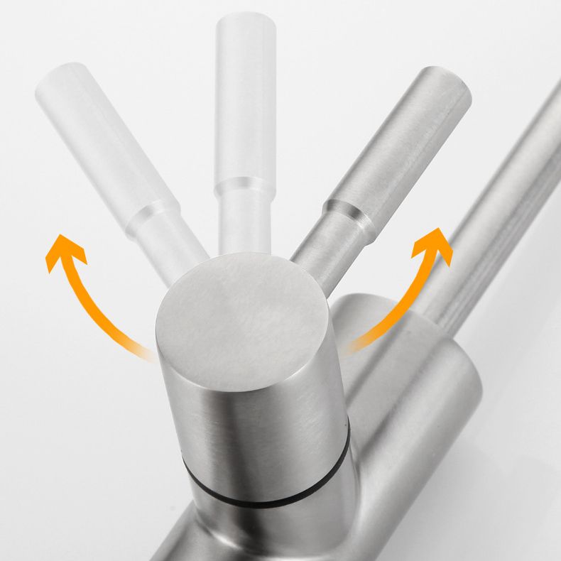 Stainless Steel Kitchen Faucet with Handle Gooseneck Standard Kitchen Faucets Clearhalo 'Home Improvement' 'home_improvement' 'home_improvement_kitchen_faucets' 'Kitchen Faucets' 'Kitchen Remodel & Kitchen Fixtures' 'Kitchen Sinks & Faucet Components' 'kitchen_faucets' 1200x1200_ef0aed12-7d48-4596-bb50-80ab87529f22