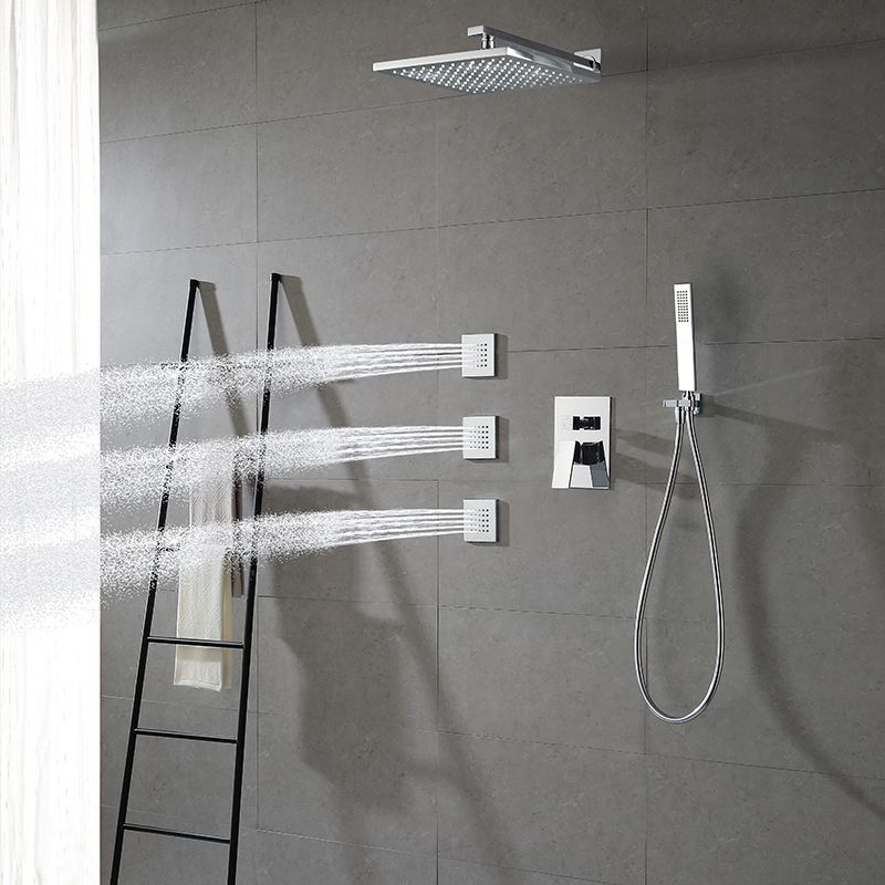 Modern Shower Faucet Brass Square Adjustable Shower Head Wall Mounted Shower Set Clearhalo 'Bathroom Remodel & Bathroom Fixtures' 'Home Improvement' 'home_improvement' 'home_improvement_shower_faucets' 'Shower Faucets & Systems' 'shower_faucets' 'Showers & Bathtubs Plumbing' 'Showers & Bathtubs' 1200x1200_ef1fb10e-7f45-41c4-854c-2af8832eb5ad