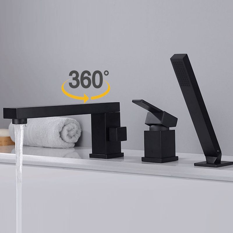 Deck Mounted Copper Roman Tub Faucet Low Arc Bathroom Tub Faucet Set Clearhalo 'Bathroom Remodel & Bathroom Fixtures' 'Bathtub Faucets' 'bathtub_faucets' 'Home Improvement' 'home_improvement' 'home_improvement_bathtub_faucets' 1200x1200_ef26eca8-cfe6-4dce-a6ad-c15403ffb7e9