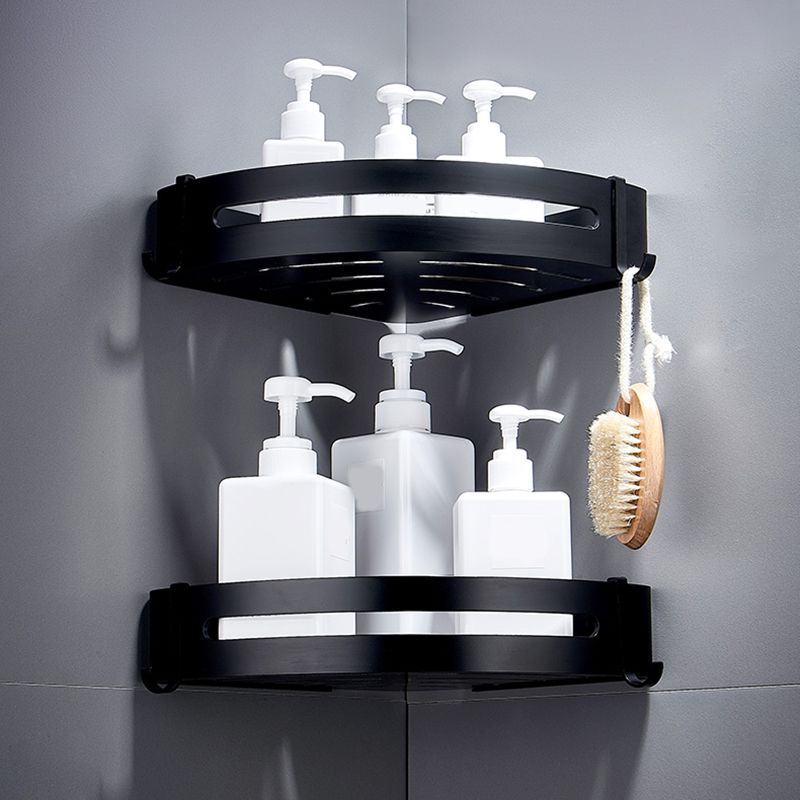 Black Bathroom Set Modern 1/2/3 - Piece Anti-rust Bath Shelf Clearhalo 'Bathroom Hardware Sets' 'Bathroom Hardware' 'Bathroom Remodel & Bathroom Fixtures' 'bathroom_hardware_sets' 'Home Improvement' 'home_improvement' 'home_improvement_bathroom_hardware_sets' 1200x1200_ef2d67a9-72e9-40f8-aba9-66a0e5cfa1c3
