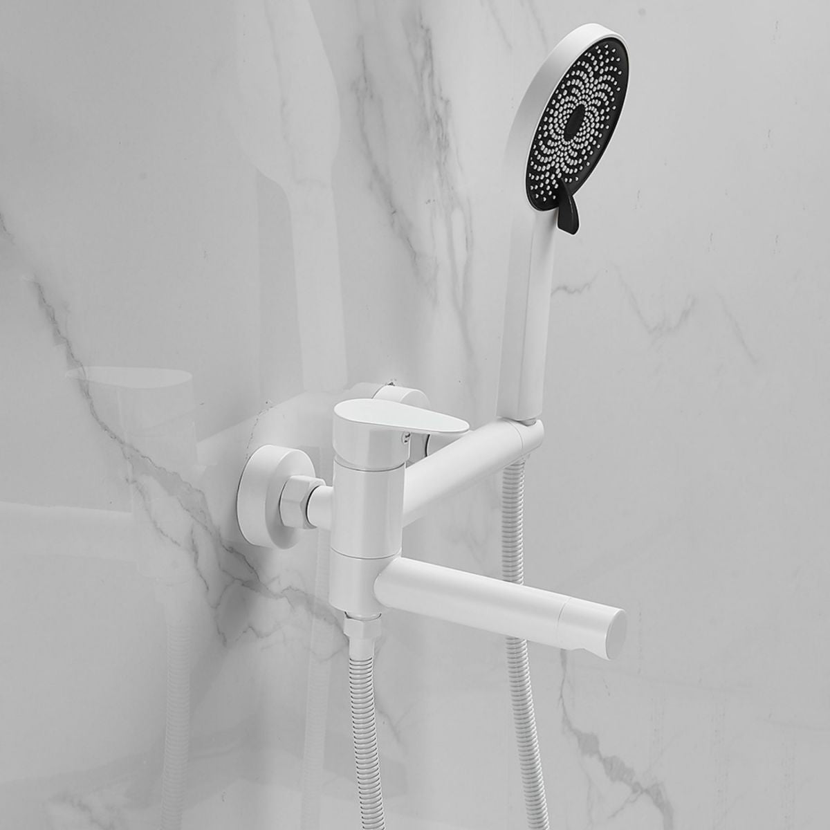Contemporary Wall Mounted Tub Filler Single Handle Metal Faucet Clearhalo 'Bathroom Remodel & Bathroom Fixtures' 'Bathtub Faucets' 'bathtub_faucets' 'Home Improvement' 'home_improvement' 'home_improvement_bathtub_faucets' 1200x1200_ef2f5cb1-44e4-4c81-9cbe-7e220ad4e018