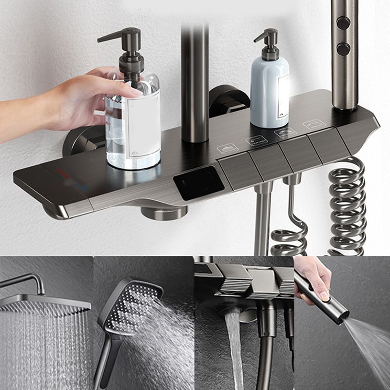 Modern Thermostatic Shower System Solid Color Slide Bar Included Shower Head Combo Clearhalo 'Bathroom Remodel & Bathroom Fixtures' 'Home Improvement' 'home_improvement' 'home_improvement_shower_faucets' 'Shower Faucets & Systems' 'shower_faucets' 'Showers & Bathtubs Plumbing' 'Showers & Bathtubs' 1200x1200_ef30664b-c86e-4bc1-bf56-b1975cd04965