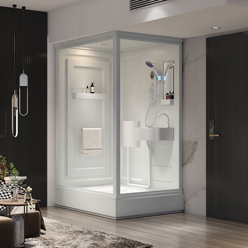 Contemporary Shower Stall Frosted Tempered Glass Rectangle Shower Stall with Ceiling Clearhalo 'Bathroom Remodel & Bathroom Fixtures' 'Home Improvement' 'home_improvement' 'home_improvement_shower_stalls_enclosures' 'Shower Stalls & Enclosures' 'shower_stalls_enclosures' 'Showers & Bathtubs' 1200x1200_ef38c258-6320-4be4-a64f-3f6888161f78