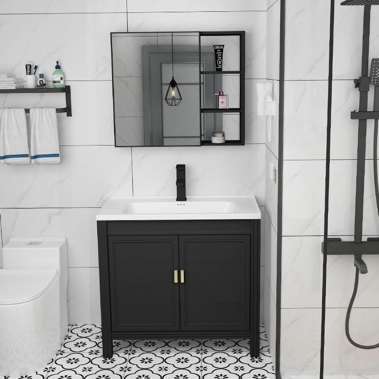 Metal Modern Sink Vanity Freestanding Faucet Included Bathroom Vanity Clearhalo 'Bathroom Remodel & Bathroom Fixtures' 'Bathroom Vanities' 'bathroom_vanities' 'Home Improvement' 'home_improvement' 'home_improvement_bathroom_vanities' 1200x1200_ef3a57c1-f999-4b95-a6e4-7b7f913f9b74