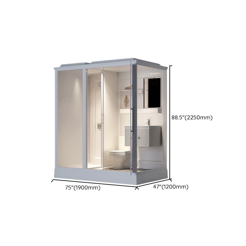 White Shower Stall Framed Single Sliding Rectangle Shower Kit Clearhalo 'Bathroom Remodel & Bathroom Fixtures' 'Home Improvement' 'home_improvement' 'home_improvement_shower_stalls_enclosures' 'Shower Stalls & Enclosures' 'shower_stalls_enclosures' 'Showers & Bathtubs' 1200x1200_ef4a0310-1b41-4245-b787-c48494ca9923