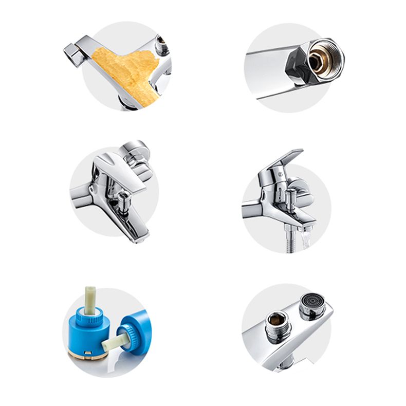 Contemporary Wall Mounted Bathroom Faucet Lever Handles 2 Hole Faucets Brass Faucet Clearhalo 'Bathroom Remodel & Bathroom Fixtures' 'Bathroom Sink Faucets' 'Bathroom Sinks & Faucet Components' 'bathroom_sink_faucets' 'Home Improvement' 'home_improvement' 'home_improvement_bathroom_sink_faucets' 1200x1200_ef5194e0-067c-4fea-b2ef-3888d37f6e64