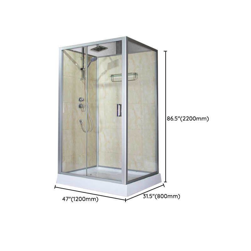 Modern Shower Kit with Base Foundation Sliding Door Shower Stall Clearhalo 'Bathroom Remodel & Bathroom Fixtures' 'Home Improvement' 'home_improvement' 'home_improvement_shower_stalls_enclosures' 'Shower Stalls & Enclosures' 'shower_stalls_enclosures' 'Showers & Bathtubs' 1200x1200_ef56febb-43a7-4ab8-9004-0e2c220ce4b8