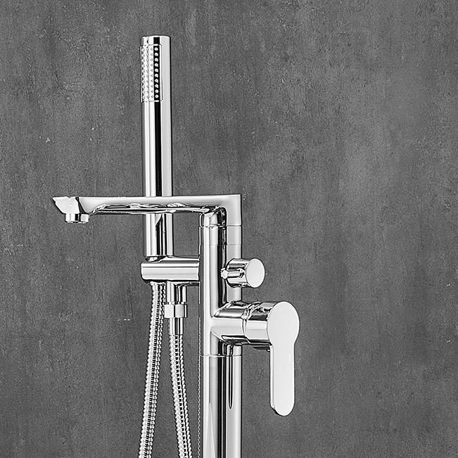 Floor Mounted Freestanding Tub Filler One Hold Metal Freestanding Tub Filler Trim Clearhalo 'Bathroom Remodel & Bathroom Fixtures' 'Bathtub Faucets' 'bathtub_faucets' 'Home Improvement' 'home_improvement' 'home_improvement_bathtub_faucets' 1200x1200_ef654c02-ce5e-46a4-8b66-b148d0b76138