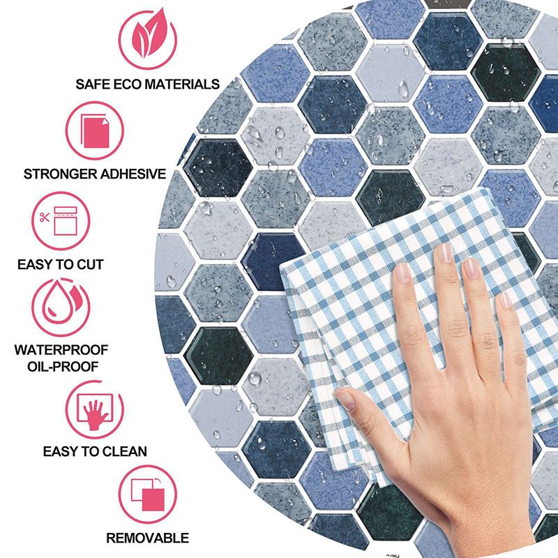 Modern Field Tile Waterproof Hexagon Pattern Peel and Stick Tile Over Tile Clearhalo 'Flooring 'Home Improvement' 'home_improvement' 'home_improvement_peel_stick_blacksplash' 'Peel & Stick Backsplash Tile' 'peel_stick_blacksplash' 'Walls & Ceilings' Walls and Ceiling' 1200x1200_ef752f1c-4ed0-49d6-92ee-14398b96f4d2