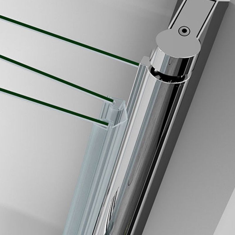 Silver Tempered Glass Folding Hinge Frameless Shower Bath Door Clearhalo 'Bathroom Remodel & Bathroom Fixtures' 'Home Improvement' 'home_improvement' 'home_improvement_shower_tub_doors' 'Shower and Tub Doors' 'shower_tub_doors' 'Showers & Bathtubs' 1200x1200_ef82b96b-4f89-4694-afaa-6379e116e6be