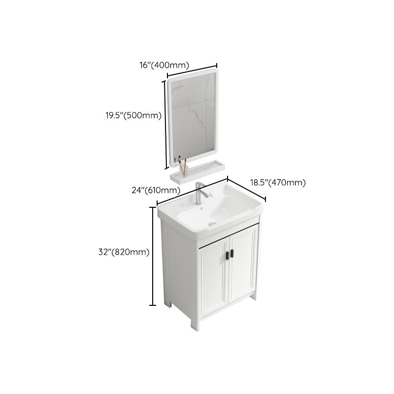 Rectangle Vanity Set White 2 Doors Freestanding Metal Frame Single Sink Vanity Clearhalo 'Bathroom Remodel & Bathroom Fixtures' 'Bathroom Vanities' 'bathroom_vanities' 'Home Improvement' 'home_improvement' 'home_improvement_bathroom_vanities' 1200x1200_ef8c93eb-363b-4a2f-82bb-d5129b855c6d