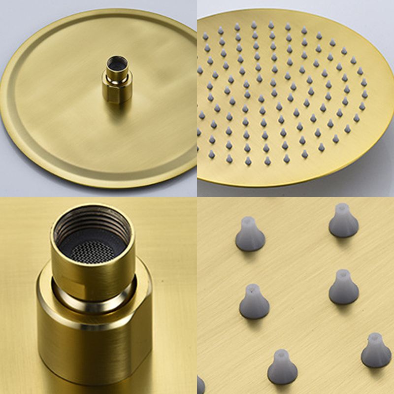 Polished Brass Round Fixed Shower Head Stainless Steel Wall-Mount Showerhead Clearhalo 'Bathroom Remodel & Bathroom Fixtures' 'Home Improvement' 'home_improvement' 'home_improvement_shower_heads' 'Shower Heads' 'shower_heads' 'Showers & Bathtubs Plumbing' 'Showers & Bathtubs' 1200x1200_ef9c9834-6a3a-4865-b07b-aed86705b105