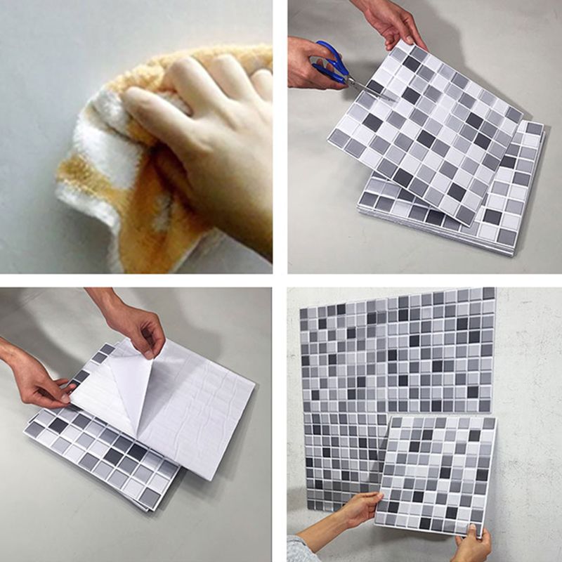 Tile-Peel & Stick Square Mosaic PVC Stain Resistant Peel and Stick Tiles for Shower 5 Pack Clearhalo 'Flooring 'Home Improvement' 'home_improvement' 'home_improvement_peel_stick_blacksplash' 'Peel & Stick Backsplash Tile' 'peel_stick_blacksplash' 'Walls & Ceilings' Walls and Ceiling' 1200x1200_efaa7cbd-54b1-4cae-9abb-31a8daa72e59