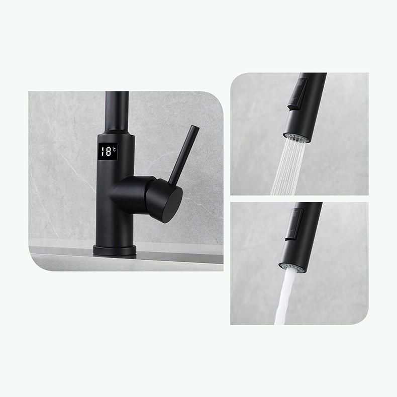 Modern Style Kitchen Faucet Stainless Steel Single Handle Retractable Kitchen Faucet Clearhalo 'Home Improvement' 'home_improvement' 'home_improvement_kitchen_faucets' 'Kitchen Faucets' 'Kitchen Remodel & Kitchen Fixtures' 'Kitchen Sinks & Faucet Components' 'kitchen_faucets' 1200x1200_efb40810-cdfd-4b06-850d-3b59cf83da1b