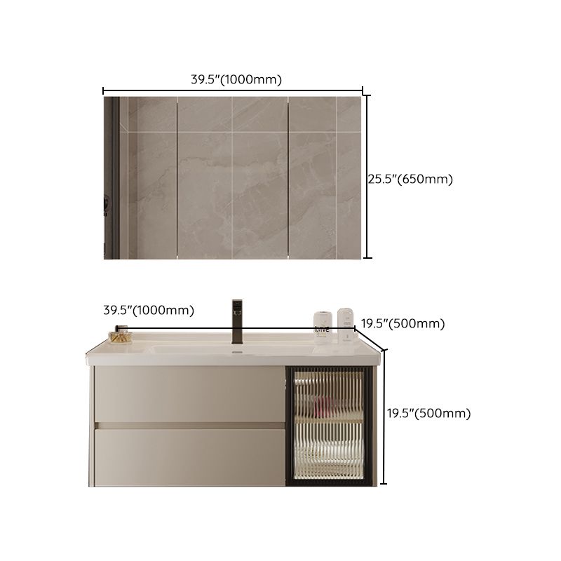 Wall Mount Bathroom Vanity Modern Glass Single-Sink Rectangular Vanity Set Clearhalo 'Bathroom Remodel & Bathroom Fixtures' 'Bathroom Vanities' 'bathroom_vanities' 'Home Improvement' 'home_improvement' 'home_improvement_bathroom_vanities' 1200x1200_efb687d3-268c-4c86-8934-a9e9f84fa155