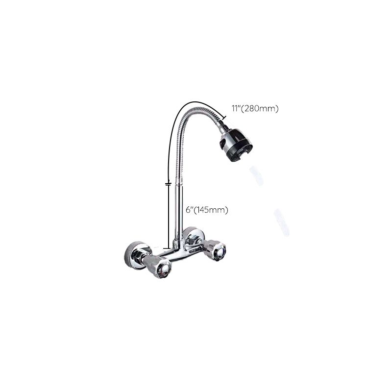 Wall Mounted Two Handles Kitchen Faucet Bronze Faucet in Chrome Clearhalo 'Home Improvement' 'home_improvement' 'home_improvement_kitchen_faucets' 'Kitchen Faucets' 'Kitchen Remodel & Kitchen Fixtures' 'Kitchen Sinks & Faucet Components' 'kitchen_faucets' 1200x1200_efc8d6d4-cd47-426f-b9e0-b5a1d4689812