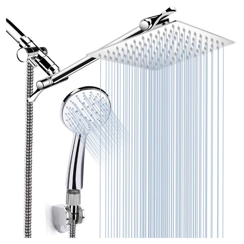 Silver Dual Shower Head 3 Setting Medium Flow Wall-Mount Showerhead Clearhalo 'Bathroom Remodel & Bathroom Fixtures' 'Home Improvement' 'home_improvement' 'home_improvement_shower_heads' 'Shower Heads' 'shower_heads' 'Showers & Bathtubs Plumbing' 'Showers & Bathtubs' 1200x1200_efc90c0b-bb44-41a9-bbfc-de0dfcd161e9