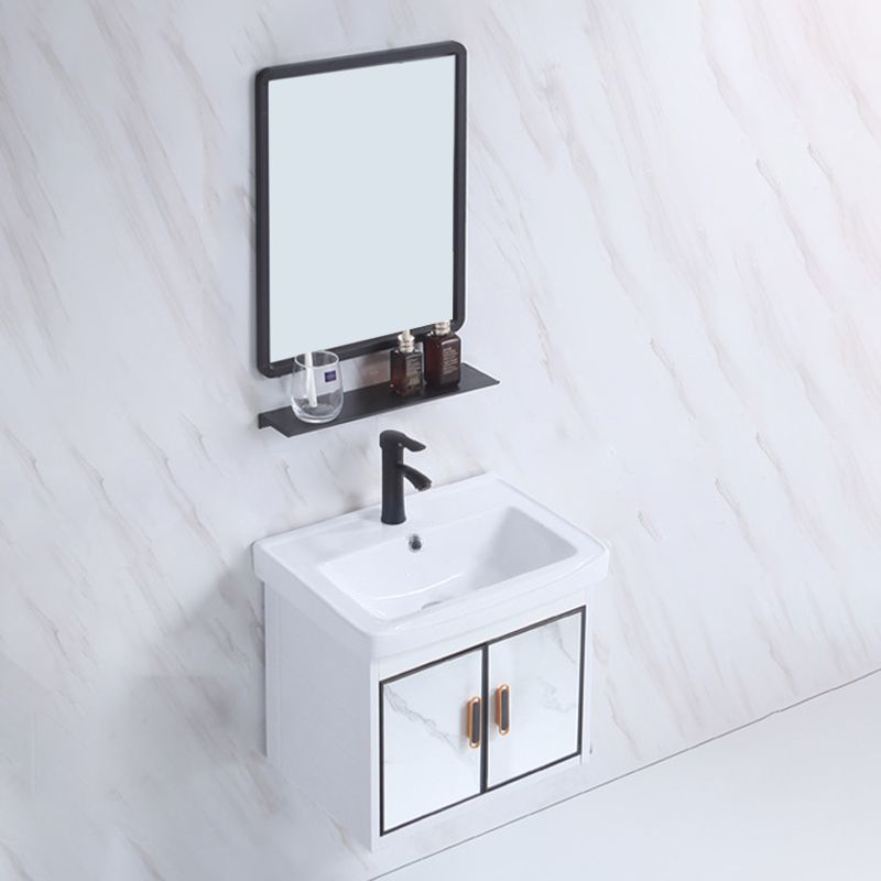Rectangle Bathroom Vanity Glam Wall Mount Single Sink Mirror Bathroom Vanity Set Clearhalo 'Bathroom Remodel & Bathroom Fixtures' 'Bathroom Vanities' 'bathroom_vanities' 'Home Improvement' 'home_improvement' 'home_improvement_bathroom_vanities' 1200x1200_efcbbd27-16e1-40c1-8290-5a8bfcf7764f