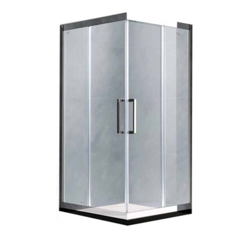 Double Sliding Shower Kit Semi-Frameless Corner Tempered Glass Shower Kit Clearhalo 'Bathroom Remodel & Bathroom Fixtures' 'Home Improvement' 'home_improvement' 'home_improvement_shower_stalls_enclosures' 'Shower Stalls & Enclosures' 'shower_stalls_enclosures' 'Showers & Bathtubs' 1200x1200_efd7c121-82f9-4503-99f4-509b0cea4b7b