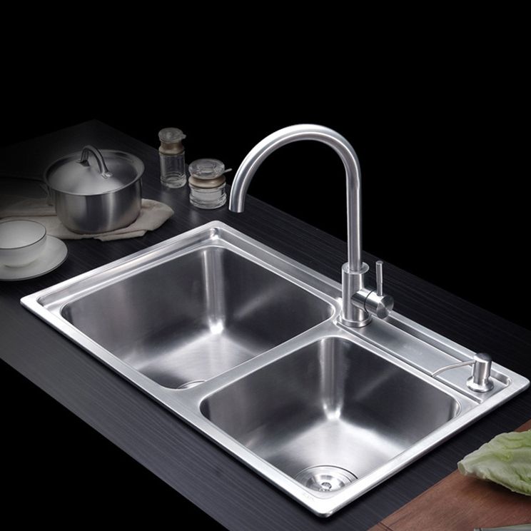 Kitchen Sink Stainless Steel Drop-In Noise-cancelling Design Kitchen Double Sink Clearhalo 'Home Improvement' 'home_improvement' 'home_improvement_kitchen_sinks' 'Kitchen Remodel & Kitchen Fixtures' 'Kitchen Sinks & Faucet Components' 'Kitchen Sinks' 'kitchen_sinks' 1200x1200_eff4c33c-ab2e-4bb0-a629-ab6a55b64ac5