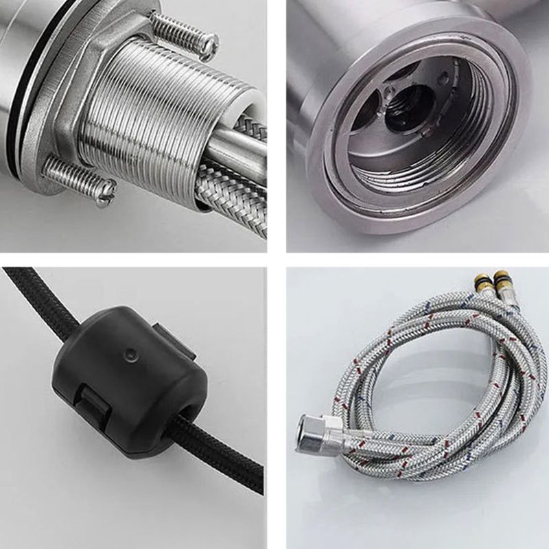 Modern 1-Handle Faucet Stainless Steel Pull down Standard Kitchen Faucet Clearhalo 'Home Improvement' 'home_improvement' 'home_improvement_kitchen_faucets' 'Kitchen Faucets' 'Kitchen Remodel & Kitchen Fixtures' 'Kitchen Sinks & Faucet Components' 'kitchen_faucets' 1200x1200_effbb783-e4ef-49cb-9c71-51a41f288d64