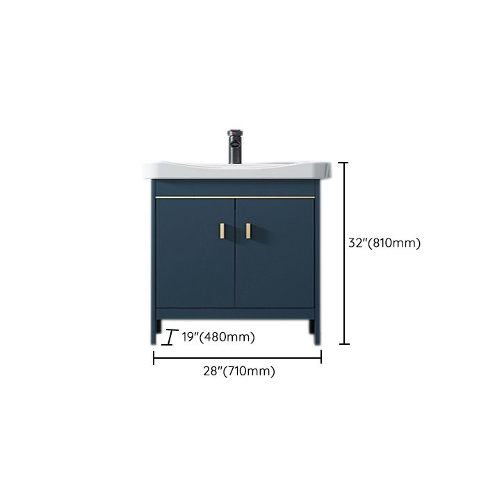 Blue Bath Vanity Hardware Glam Metal Freestanding Bathroom Vanity Set with Mirror Clearhalo 'Bathroom Remodel & Bathroom Fixtures' 'Bathroom Vanities' 'bathroom_vanities' 'Home Improvement' 'home_improvement' 'home_improvement_bathroom_vanities' 1200x1200_f0007064-f165-4388-b289-682e8c48946f