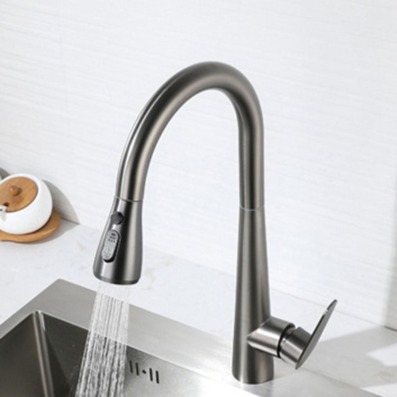 Modern Faucet 1-Handle 1-Hole Copper with Pull out Sprayer Gooseneck Faucet Clearhalo 'Home Improvement' 'home_improvement' 'home_improvement_kitchen_faucets' 'Kitchen Faucets' 'Kitchen Remodel & Kitchen Fixtures' 'Kitchen Sinks & Faucet Components' 'kitchen_faucets' 1200x1200_f0074169-6ee3-46ff-8872-37eb815d8111