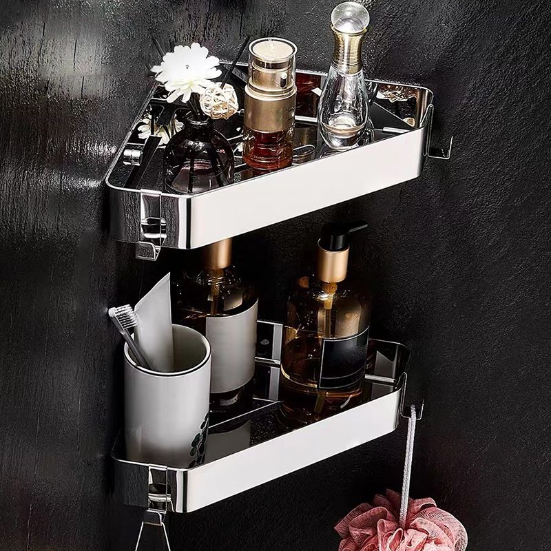 2-Piece Stainless Steel Bathroom Accessory Set 11.8" W Triangle Bath Shelf Clearhalo 'Bathroom Hardware Sets' 'Bathroom Hardware' 'Bathroom Remodel & Bathroom Fixtures' 'bathroom_hardware_sets' 'Home Improvement' 'home_improvement' 'home_improvement_bathroom_hardware_sets' 1200x1200_f010c9e5-1fa8-4178-ac2a-775b0b87f5f9