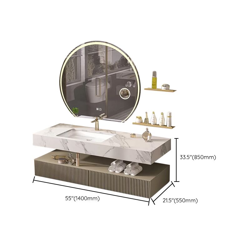 Bathroom Vanity Set Round LED Mirror Rectangular Sink Sink Vanity Clearhalo 'Bathroom Remodel & Bathroom Fixtures' 'Bathroom Vanities' 'bathroom_vanities' 'Home Improvement' 'home_improvement' 'home_improvement_bathroom_vanities' 1200x1200_f01e4069-39e6-4ff8-b1a4-b6b27c06e958