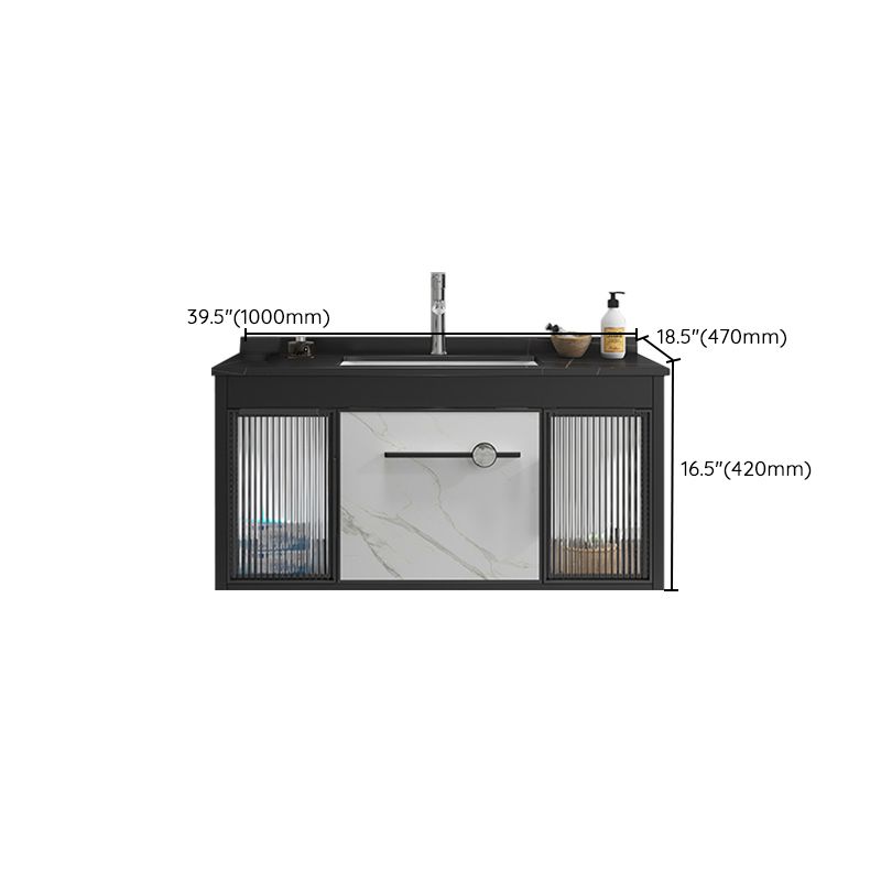 Single Sink Metal Frame Vanity Modern Black Wall Mount Rectangular Vanity Set Clearhalo 'Bathroom Remodel & Bathroom Fixtures' 'Bathroom Vanities' 'bathroom_vanities' 'Home Improvement' 'home_improvement' 'home_improvement_bathroom_vanities' 1200x1200_f02da231-8a4b-4d53-811b-9209ea475f4d