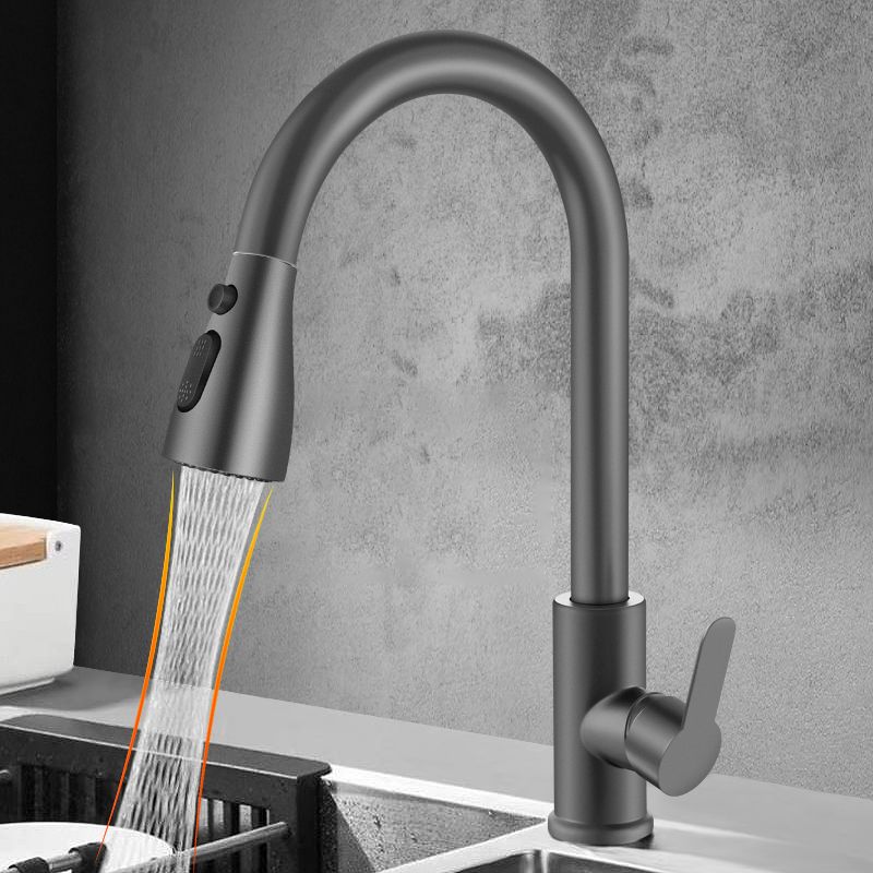 Contemporary 1-Handle Bar Faucet Pull down Sprayer Standard Kitchen Faucet Clearhalo 'Home Improvement' 'home_improvement' 'home_improvement_kitchen_faucets' 'Kitchen Faucets' 'Kitchen Remodel & Kitchen Fixtures' 'Kitchen Sinks & Faucet Components' 'kitchen_faucets' 1200x1200_f03559e0-22e3-4c7b-a137-c7d522f13921