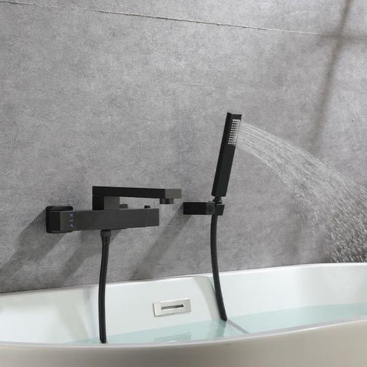 Modern Bathroom Faucet Solid Color Wall Mounted Faucet with Handheld Shower Head Clearhalo 'Bathroom Remodel & Bathroom Fixtures' 'Bathtub Faucets' 'bathtub_faucets' 'Home Improvement' 'home_improvement' 'home_improvement_bathtub_faucets' 1200x1200_f04c3654-6fc4-4ccd-b160-e99da065c424