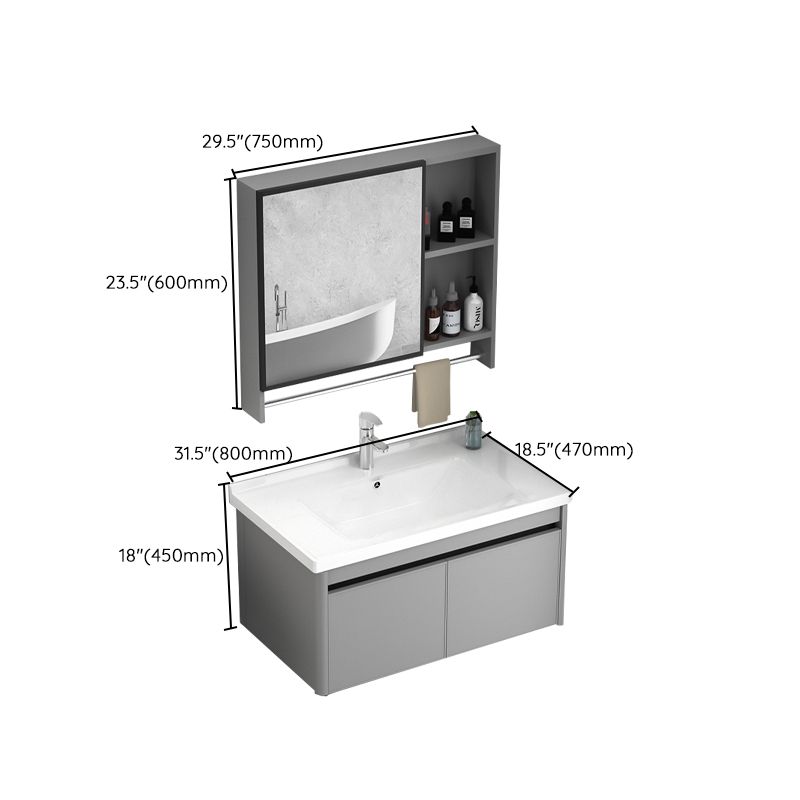 Wall Mount Bathroom Vanity Modern Metal Base Rectangular Single Vanity Set Clearhalo 'Bathroom Remodel & Bathroom Fixtures' 'Bathroom Vanities' 'bathroom_vanities' 'Home Improvement' 'home_improvement' 'home_improvement_bathroom_vanities' 1200x1200_f0593659-c4e6-452b-9aca-8fcfe81df005