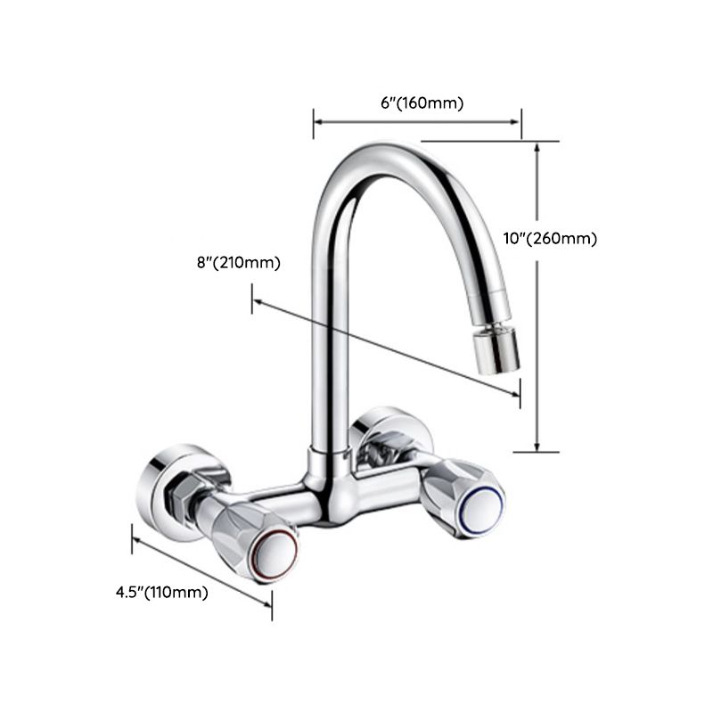 Contemporary Wall Mounted Pot Filler Faucet High Arch Swivel Spout 2 Hole Kitchen Faucet Clearhalo 'Home Improvement' 'home_improvement' 'home_improvement_kitchen_faucets' 'Kitchen Faucets' 'Kitchen Remodel & Kitchen Fixtures' 'Kitchen Sinks & Faucet Components' 'kitchen_faucets' 1200x1200_f06357b7-07fb-4d19-a261-4ff8243aac37