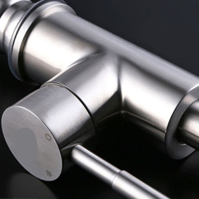 Contemporary 1 Hole Kitchen Faucet Single Handle with Supply Line Clearhalo 'Home Improvement' 'home_improvement' 'home_improvement_kitchen_faucets' 'Kitchen Faucets' 'Kitchen Remodel & Kitchen Fixtures' 'Kitchen Sinks & Faucet Components' 'kitchen_faucets' 1200x1200_f0989d2f-2534-44bf-a0e8-c661f6a9ba9e