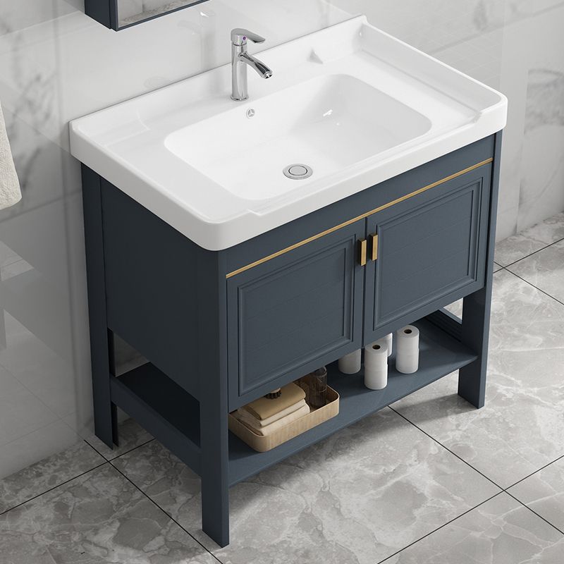 Metal Frame Vanity Shelving Included Single Sink Freestanding Bathroom Vanity Clearhalo 'Bathroom Remodel & Bathroom Fixtures' 'Bathroom Vanities' 'bathroom_vanities' 'Home Improvement' 'home_improvement' 'home_improvement_bathroom_vanities' 1200x1200_f09a5626-ad83-4de9-9a96-5cf14bd478f1