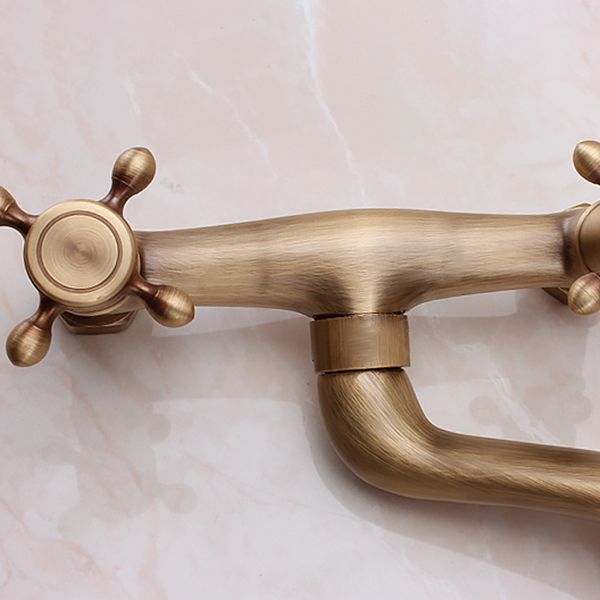 Traditional Wall Mounted Metal Tub Filler Double Handles Waterfall Tub Faucet Trim Clearhalo 'Bathroom Remodel & Bathroom Fixtures' 'Bathtub Faucets' 'bathtub_faucets' 'Home Improvement' 'home_improvement' 'home_improvement_bathtub_faucets' 1200x1200_f09fa20f-1c4c-4630-8de9-1ed156af1d3f