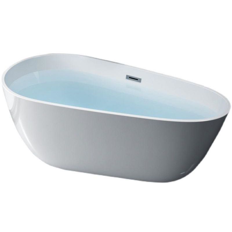 Modern Acrylic Bath Oval Freestanding Soaking White Back to Wall Bathtub Clearhalo 'Bathroom Remodel & Bathroom Fixtures' 'Bathtubs' 'Home Improvement' 'home_improvement' 'home_improvement_bathtubs' 'Showers & Bathtubs' 1200x1200_f0a0bcd8-6f05-4160-9d7f-a19f3597bfd9