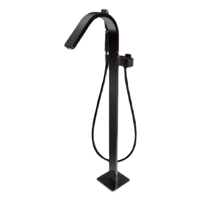 Brass Freestanding Tub Filler with Hose Floor Mounted Bathroom Faucet Clearhalo 'Bathroom Remodel & Bathroom Fixtures' 'Bathtub Faucets' 'bathtub_faucets' 'Home Improvement' 'home_improvement' 'home_improvement_bathtub_faucets' 1200x1200_f0a3df6f-366c-4c03-95e1-9960d84005ca