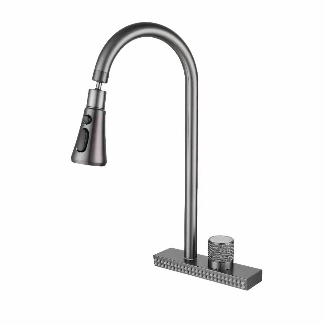 Contemporary Standard Kitchen Faucets Brushed Nickel No Sensor Swivel Spout Clearhalo 'Home Improvement' 'home_improvement' 'home_improvement_kitchen_faucets' 'Kitchen Faucets' 'Kitchen Remodel & Kitchen Fixtures' 'Kitchen Sinks & Faucet Components' 'kitchen_faucets' 1200x1200_f0ba6590-9e96-42d5-8dfe-4f4c8afd1db7