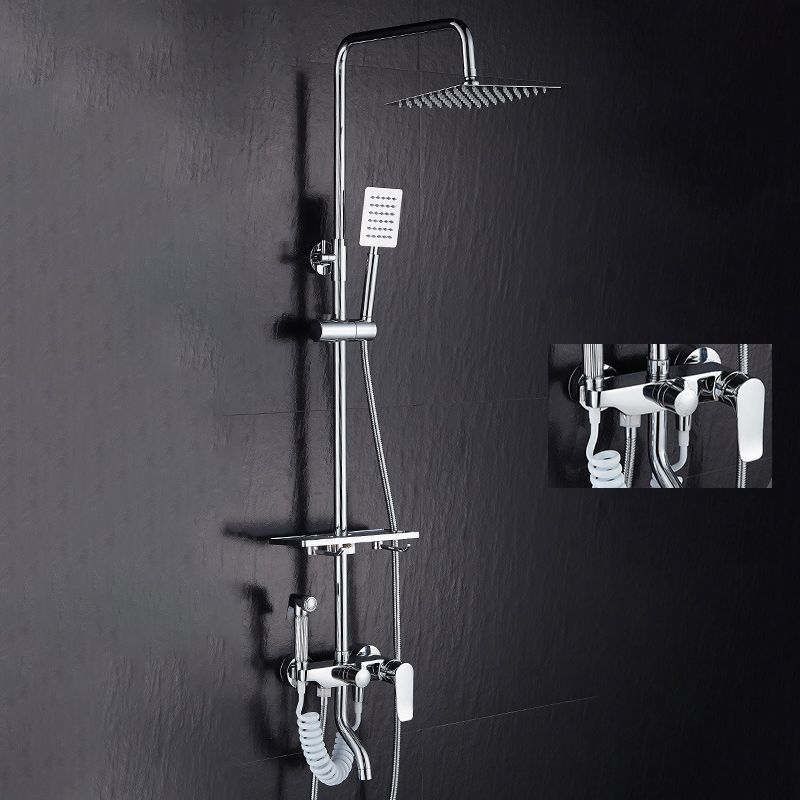 Modern Adjustable Water Flow Shower Faucet Shower Arm Shower System on Wall Clearhalo 'Bathroom Remodel & Bathroom Fixtures' 'Home Improvement' 'home_improvement' 'home_improvement_shower_faucets' 'Shower Faucets & Systems' 'shower_faucets' 'Showers & Bathtubs Plumbing' 'Showers & Bathtubs' 1200x1200_f0beb63a-a659-4e2b-ac7d-052f0f79caf9
