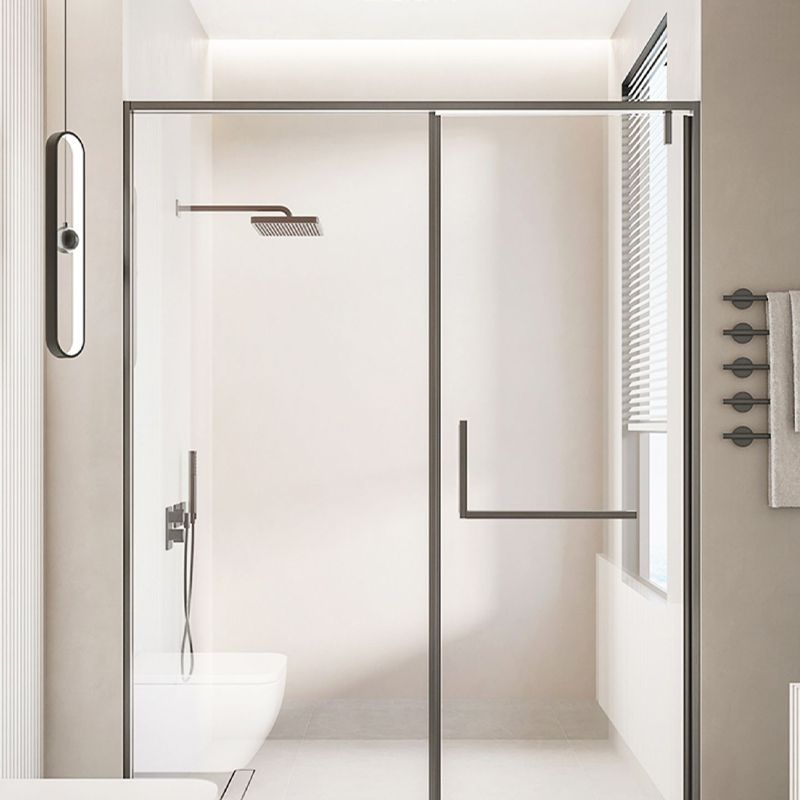 Narrow Edge Full Frame Pivot Shower Door Tempered Glass Shower Door Clearhalo 'Bathroom Remodel & Bathroom Fixtures' 'Home Improvement' 'home_improvement' 'home_improvement_shower_tub_doors' 'Shower and Tub Doors' 'shower_tub_doors' 'Showers & Bathtubs' 1200x1200_f0c75a78-997f-482f-aa70-d499b20ebd39