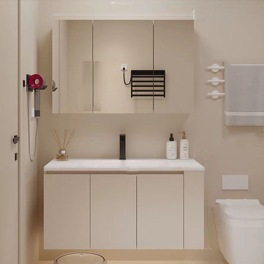 White Wood Wall Mounted Standard Modern Open Console with Sink Set Clearhalo 'Bathroom Remodel & Bathroom Fixtures' 'Bathroom Vanities' 'bathroom_vanities' 'Home Improvement' 'home_improvement' 'home_improvement_bathroom_vanities' 1200x1200_f1157e75-7a34-4bf4-81ec-7fcdf02a7843