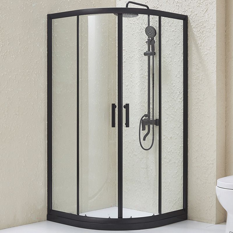 Tempered Shower Bath Door Double Sliding Shower Doors in Black Clearhalo 'Bathroom Remodel & Bathroom Fixtures' 'Home Improvement' 'home_improvement' 'home_improvement_shower_tub_doors' 'Shower and Tub Doors' 'shower_tub_doors' 'Showers & Bathtubs' 1200x1200_f12bf4a6-a5fd-4483-8a0c-aeccc95eb383