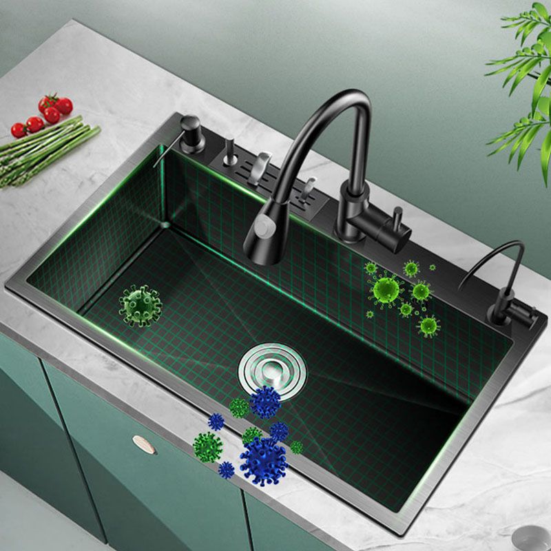 Kitchen Sink Soundproof Design Stainless Steel Drop-In Kitchen Sink with Faucet Clearhalo 'Home Improvement' 'home_improvement' 'home_improvement_kitchen_sinks' 'Kitchen Remodel & Kitchen Fixtures' 'Kitchen Sinks & Faucet Components' 'Kitchen Sinks' 'kitchen_sinks' 1200x1200_f17f38c4-6720-43e4-a583-91b399284db5