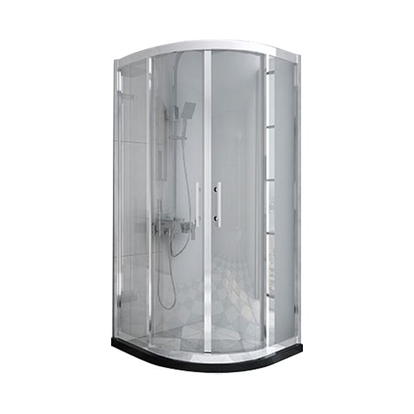 Rounded Tempered Glass Shower Enclosure with Shower Door Corner Shower Enclosure Clearhalo 'Bathroom Remodel & Bathroom Fixtures' 'Home Improvement' 'home_improvement' 'home_improvement_shower_stalls_enclosures' 'Shower Stalls & Enclosures' 'shower_stalls_enclosures' 'Showers & Bathtubs' 1200x1200_f193c296-c60f-4c6b-865e-b306e1113c81