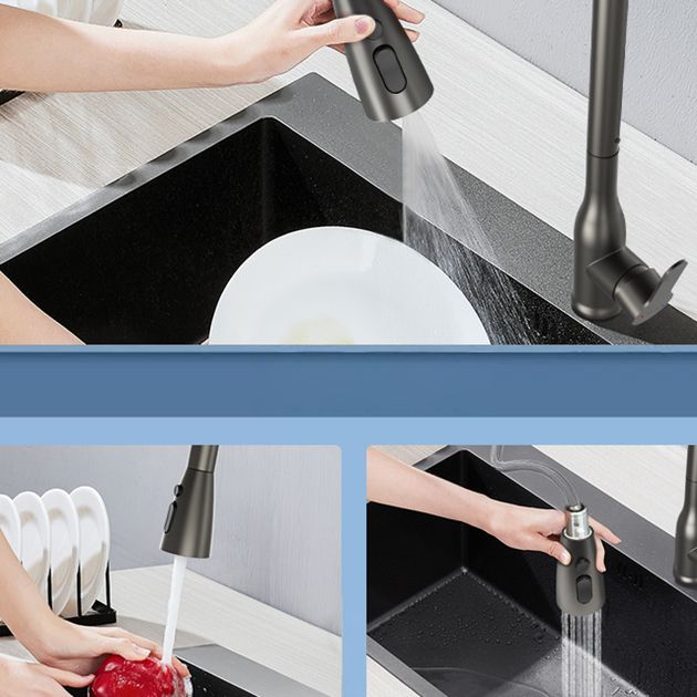 Contemporary Single Handle Kitchen Faucet Pull Out 1 Hold Bar Faucet with No Sensor Clearhalo 'Home Improvement' 'home_improvement' 'home_improvement_kitchen_faucets' 'Kitchen Faucets' 'Kitchen Remodel & Kitchen Fixtures' 'Kitchen Sinks & Faucet Components' 'kitchen_faucets' 1200x1200_f19c916e-d505-4ff5-b0d2-0e76e111a91b