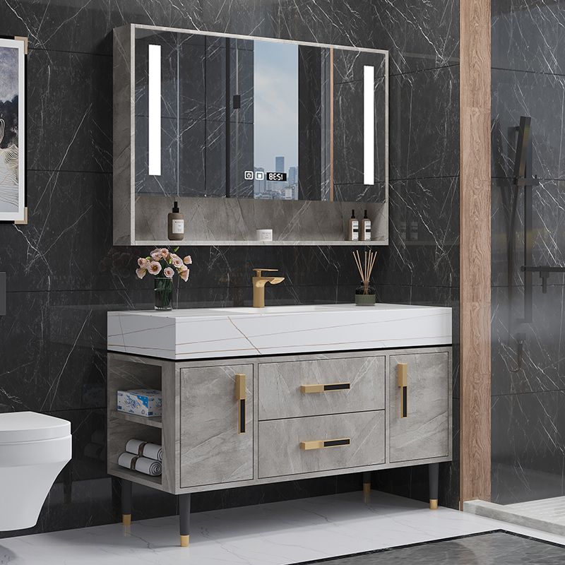 Contemporary Sink Cabinet Mirror Cabinet Wooden Vanity Cabinet for Bathroom Clearhalo 'Bathroom Remodel & Bathroom Fixtures' 'Bathroom Vanities' 'bathroom_vanities' 'Home Improvement' 'home_improvement' 'home_improvement_bathroom_vanities' 1200x1200_f1a66230-6054-4005-bf04-09719f67a09c
