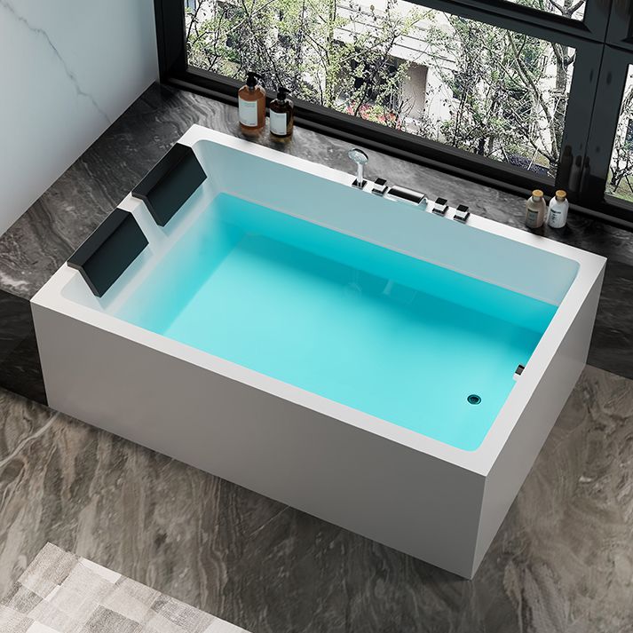 Modern Rectangular Acrylic Bathtub Stand Alone Soaking White Bath Clearhalo 'Bathroom Remodel & Bathroom Fixtures' 'Bathtubs' 'Home Improvement' 'home_improvement' 'home_improvement_bathtubs' 'Showers & Bathtubs' 1200x1200_f1b925d3-4e18-4472-93df-b69215b07852